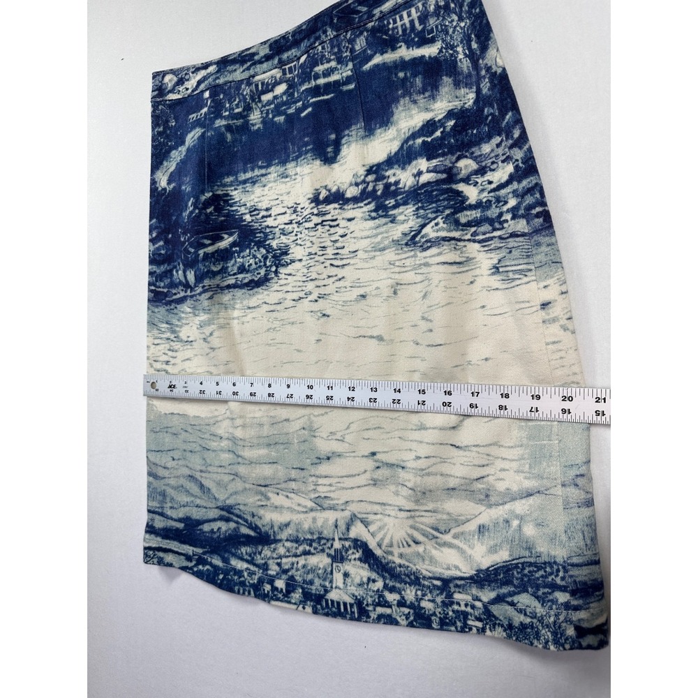 Anthropologie French Toile Landscape Pencil Skirt Sz 6 Blue White Coastal Scenic - Picture 5 of 9